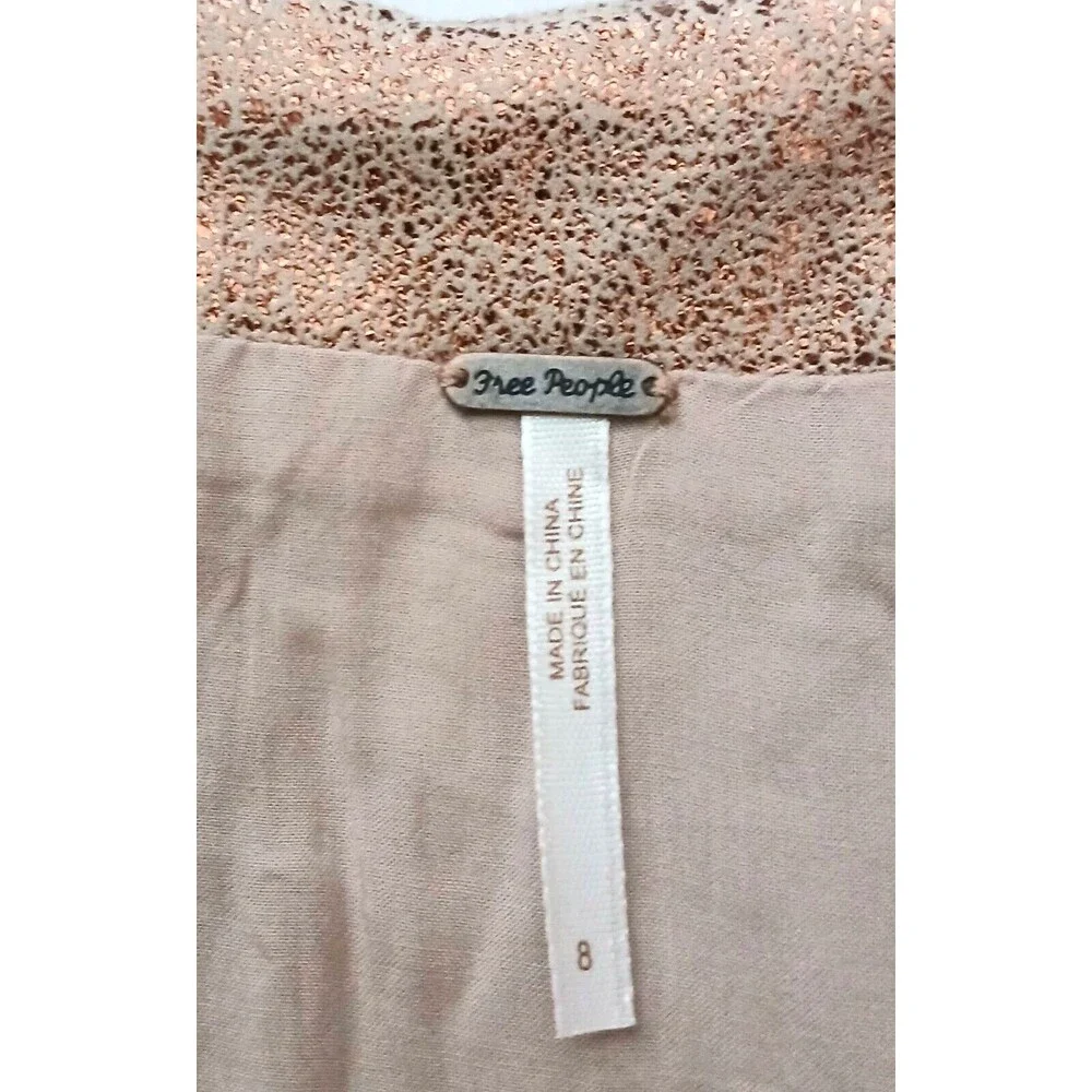 Free People Modern Femme Metallic Bronze Mini Skirt Sz 8